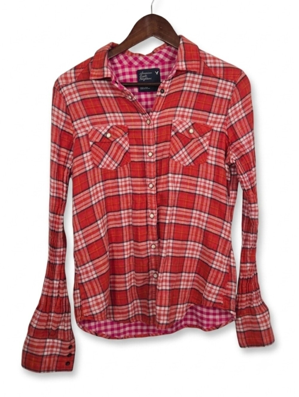 AEO flannel print button down